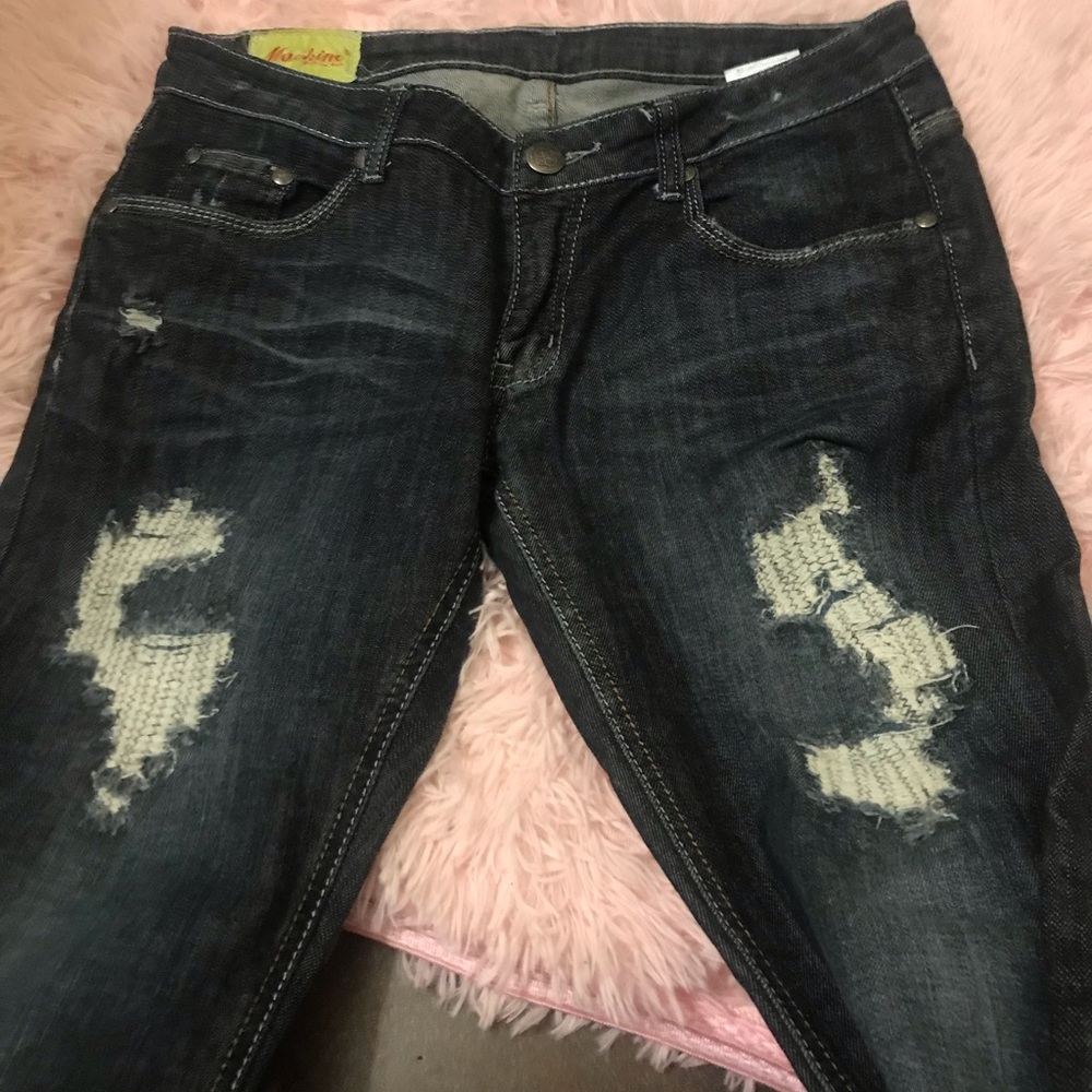 Levi's Black Distressed Straight Leg Jeans